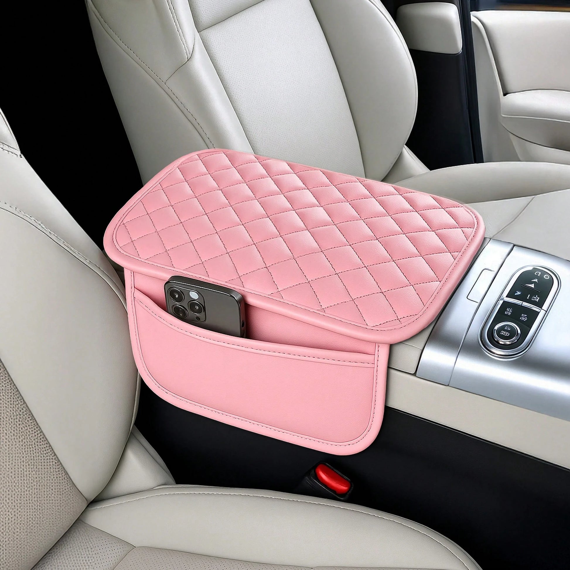 Car Middle Center Console Cover With 2 Storage, Car Booster Pack,Universal Microfiber Leather Car Armrest Cover Cushion For For Most Vehicles, Memory Foam Comfort Stylish Leather Scratch-Resistant Car