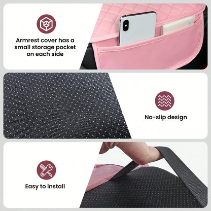 Car Middle Center Console Cover With 2 Storage, Car Booster Pack,Universal Microfiber Leather Car Armrest Cover Cushion For For Most Vehicles, Memory Foam Comfort Stylish Leather Scratch-Resistant Car