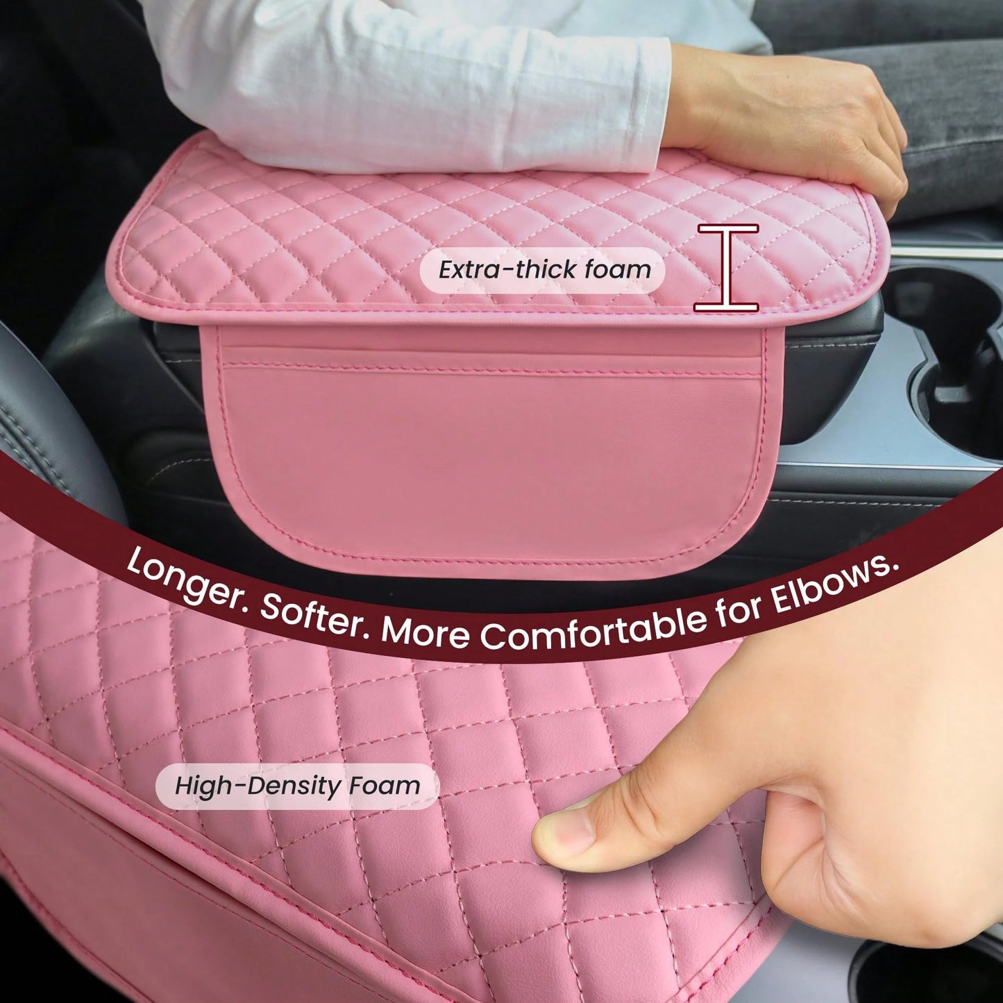 Car Middle Center Console Cover With 2 Storage, Car Booster Pack,Universal Microfiber Leather Car Armrest Cover Cushion For For Most Vehicles, Memory Foam Comfort Stylish Leather Scratch-Resistant Car