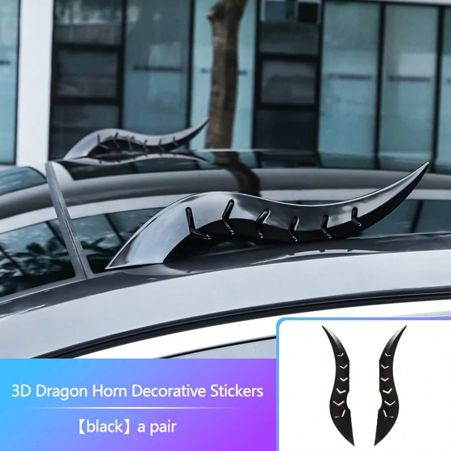 Car Plastic Dragon Horn Sticker, Wear-Resistant Anti-Scratch, Removable Without Residue, Universal Car Personalized Creative Decorative Sticker, Car Exterior Decoration Accessories