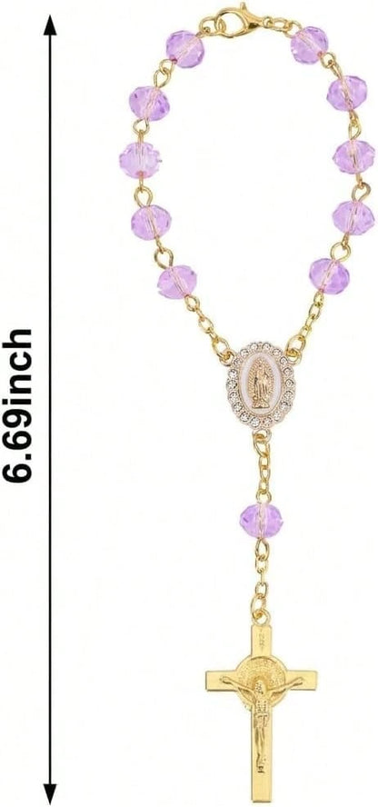 Car Rosary For Vehicle, Virgin Mary Rosary For Catholic Devotion, Religious Gift For Car Interior Accessory