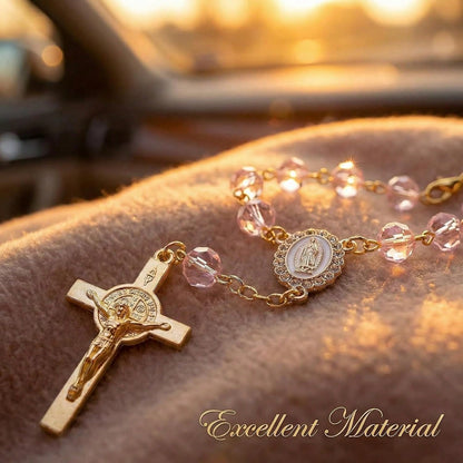 Car Rosary For Vehicle, Virgin Mary Rosary For Catholic Devotion, Religious Gift For Car Interior Accessory