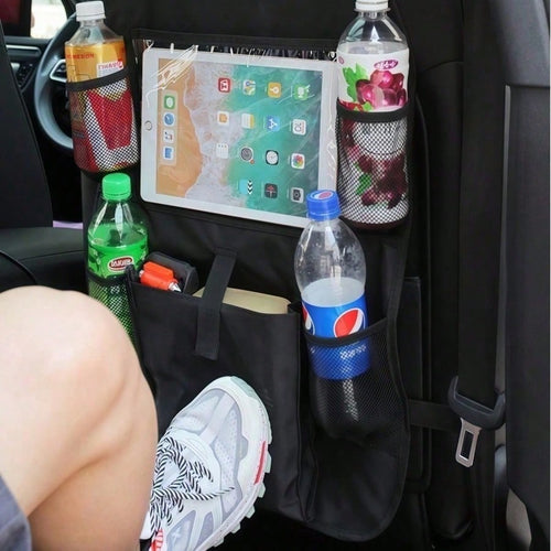 Car Seat Back Multi-Function Storage Bag, Large Capacity Car Seat Back Storage Organizer With Tablet Holder, Cup Holder, Tissue Holder, Earphone Compartment, Multi-Layer Storage Pouch, Car Interior Re