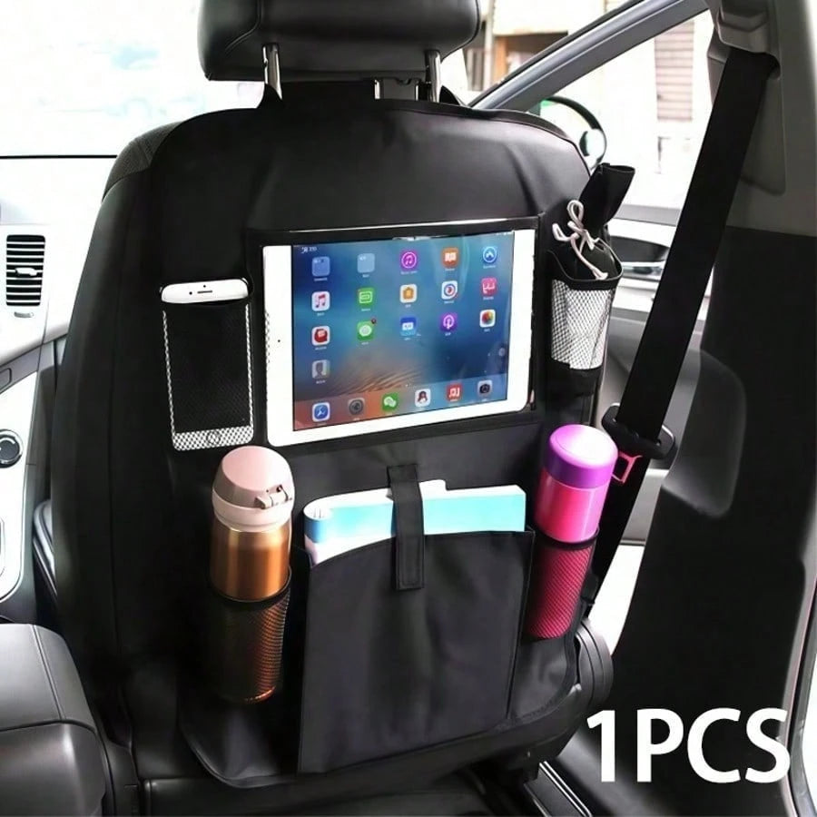 Car Seat Back Multi-Function Storage Bag, Large Capacity Car Seat Back Storage Organizer With Tablet Holder, Cup Holder, Tissue Holder, Earphone Compartment, Multi-Layer Storage Pouch, Car Interior Re