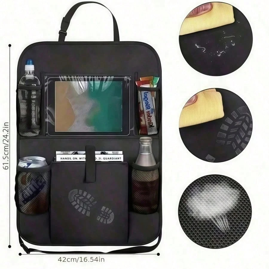 Car Seat Back Multi-Function Storage Bag, Large Capacity Car Seat Back Storage Organizer With Tablet Holder, Cup Holder, Tissue Holder, Earphone Compartment, Multi-Layer Storage Pouch, Car Interior Re