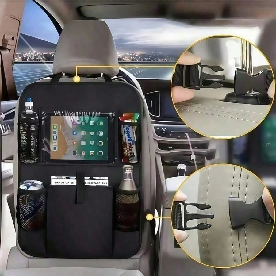Car Seat Back Multi-Function Storage Bag, Large Capacity Car Seat Back Storage Organizer With Tablet Holder, Cup Holder, Tissue Holder, Earphone Compartment, Multi-Layer Storage Pouch, Car Interior Re