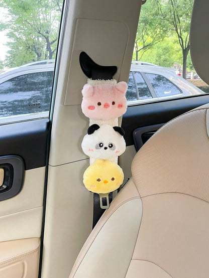 Car Seat Belt Shoulder Pad Cartoon Cover Protector Plush Doll Seat Belt Clasp Cover, Car Interior Decoration Accessories