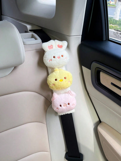 Car Seat Belt Shoulder Pad Cartoon Cover Protector Plush Doll Seat Belt Clasp Cover, Car Interior Decoration Accessories