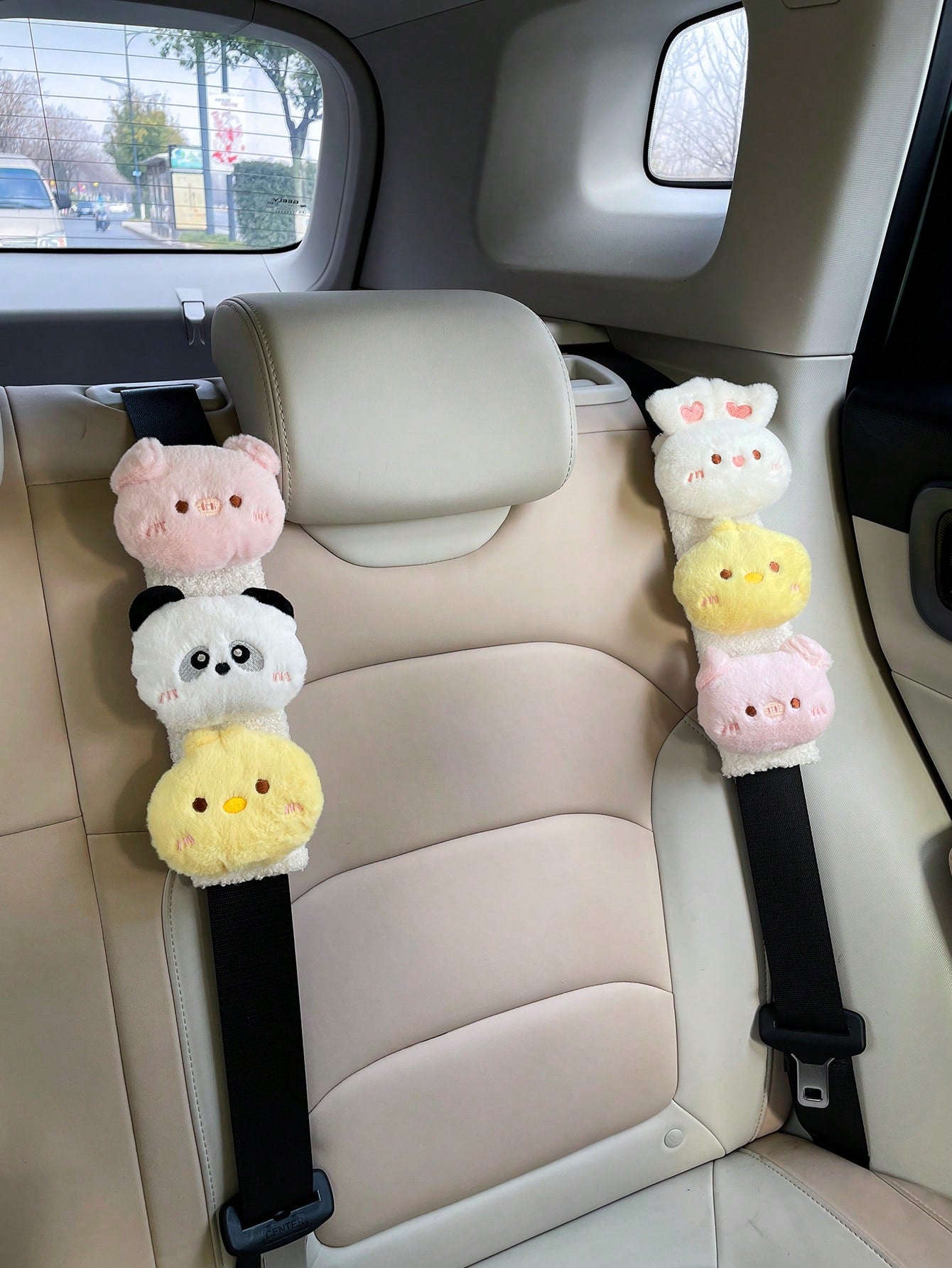 Car Seat Belt Shoulder Pad Cartoon Cover Protector Plush Doll Seat Belt Clasp Cover, Car Interior Decoration Accessories