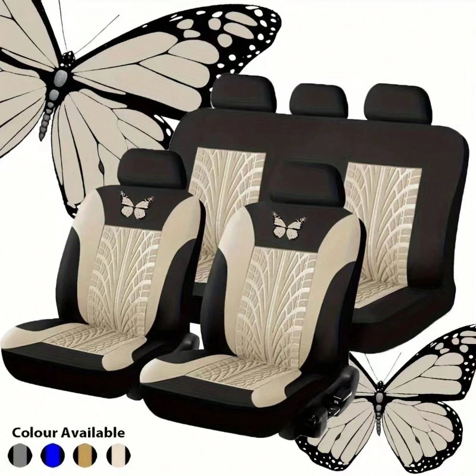 Car Seat Covers Full Set Of Butterfly-Style Universal Car Seat Covers Made Of Fabric Car Seat Cushion