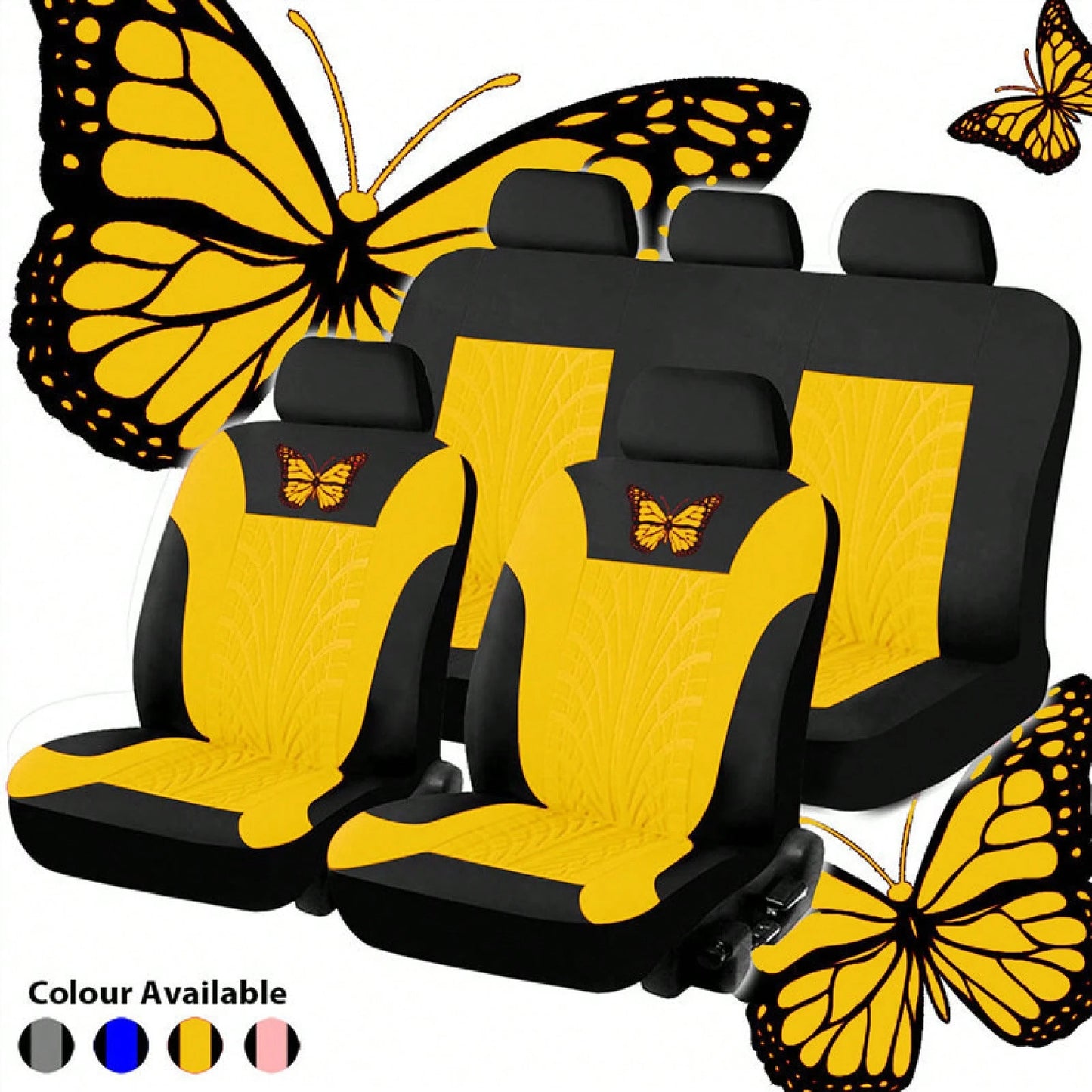 Car Seat Covers Full Set Of Butterfly-Style Universal Car Seat Covers Made Of Fabric Car Seat Cushion