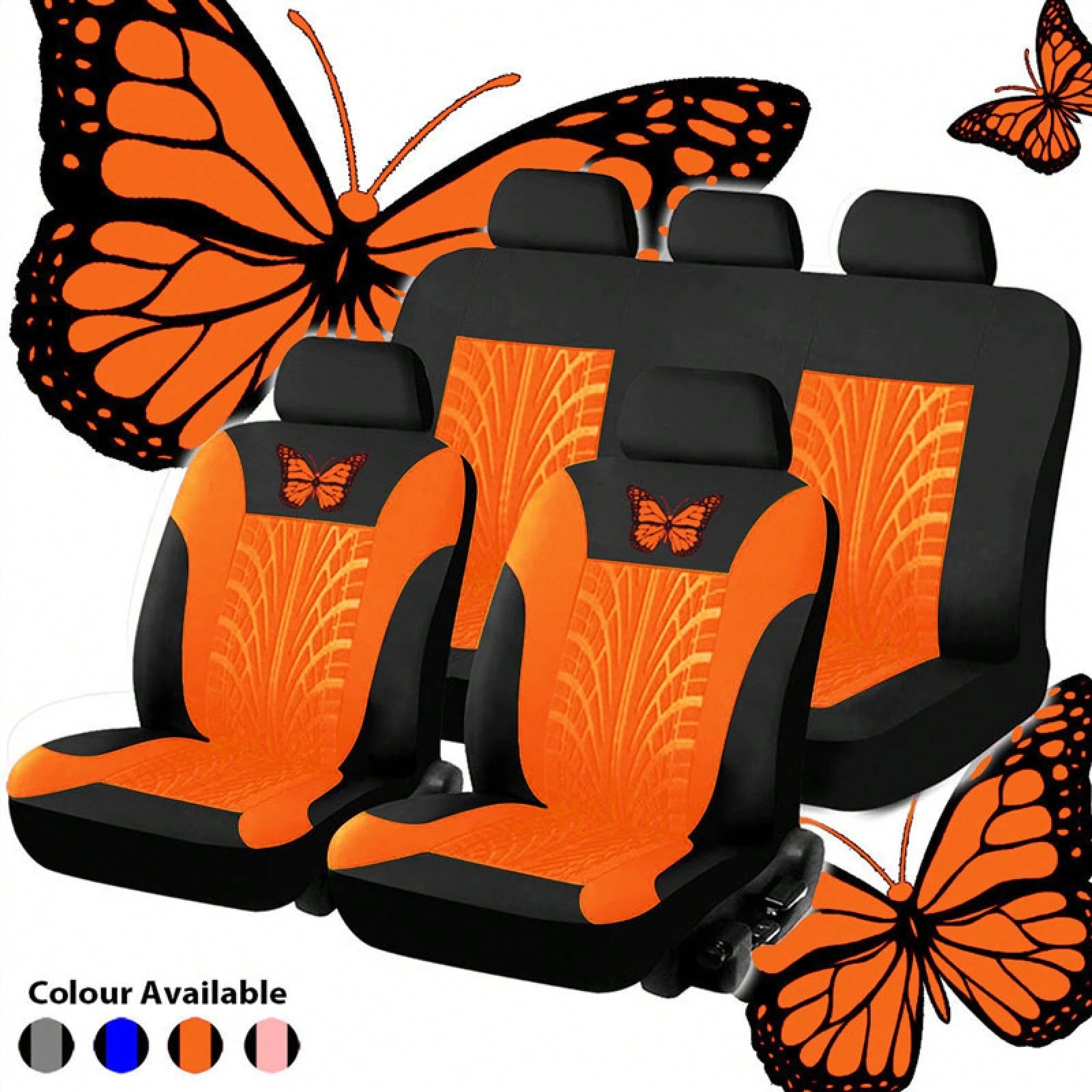 Car Seat Covers Full Set Of Butterfly-Style Universal Car Seat Covers Made Of Fabric Car Seat Cushion