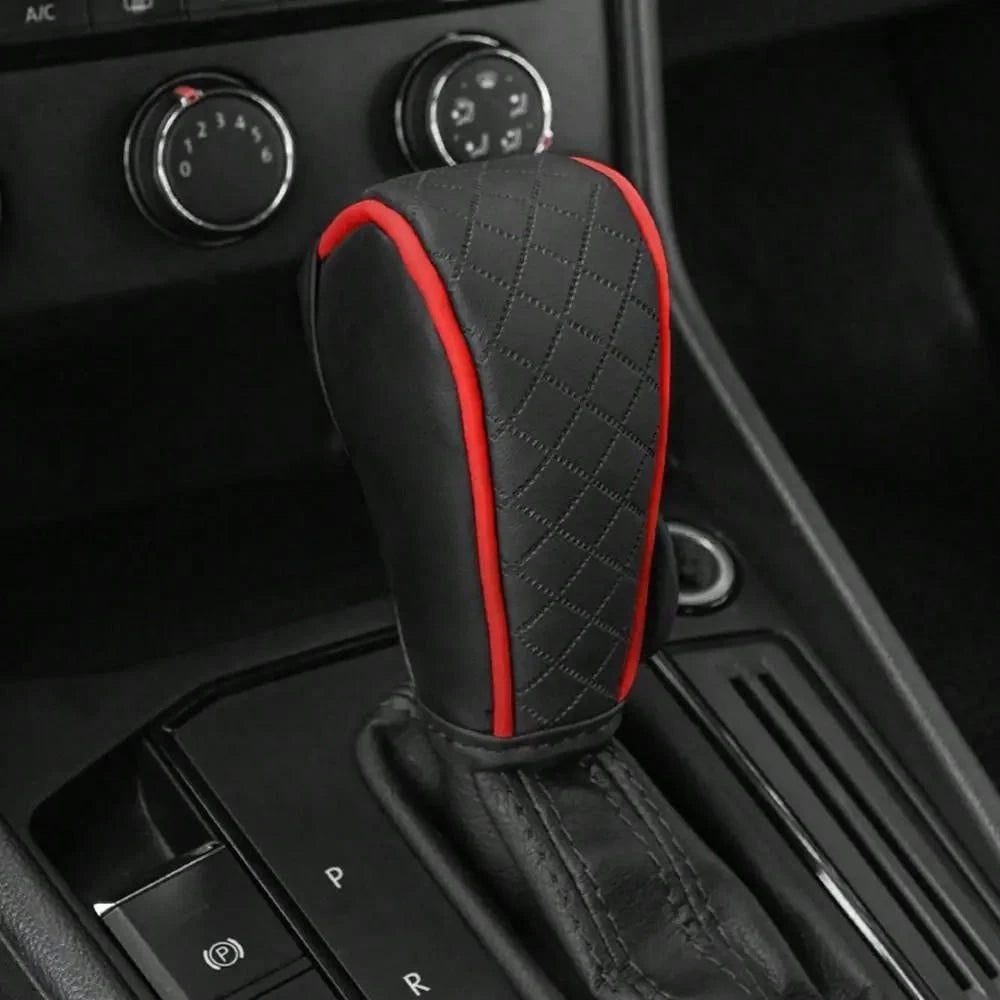 Car Shift Handle Cover PU Leather Non-Slip Wear-Resistant Shift Knob Decoration Protective Cover Universal Car Interior Accessories