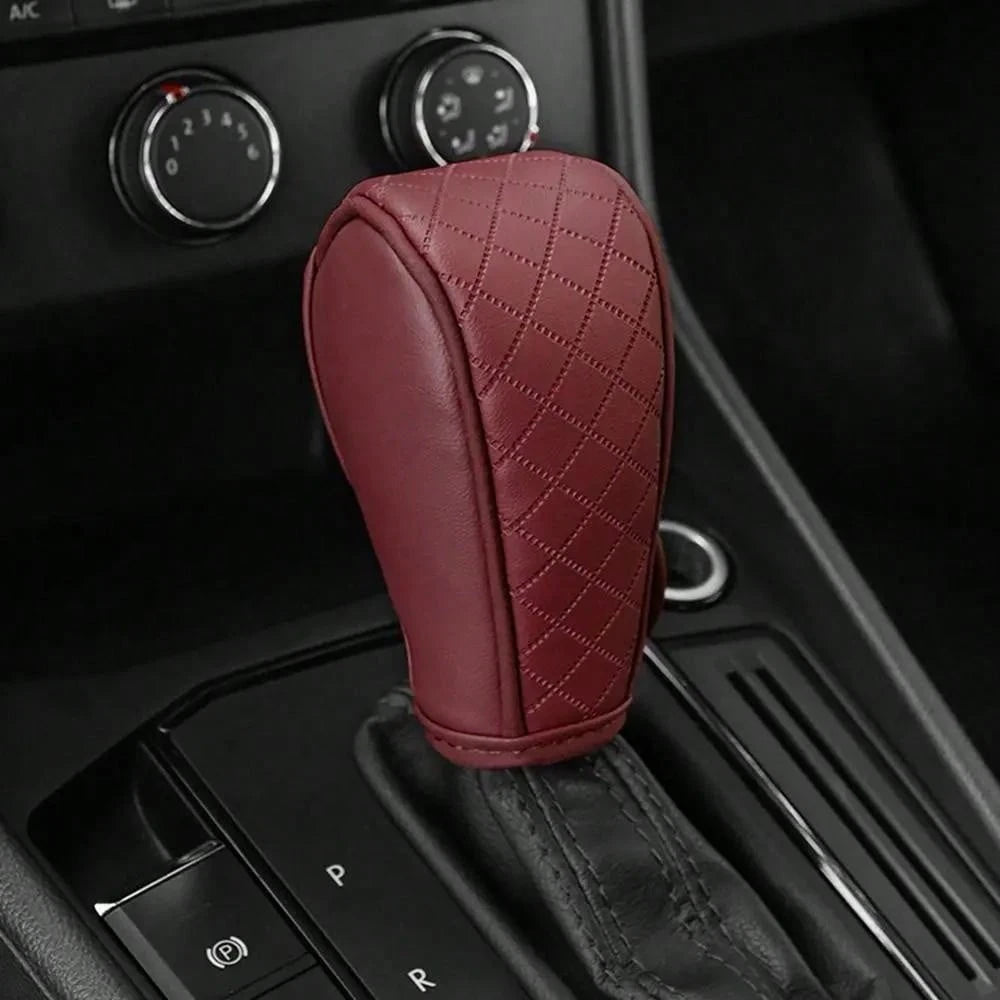 Car Shift Handle Cover PU Leather Non-Slip Wear-Resistant Shift Knob Decoration Protective Cover Universal Car Interior Accessories
