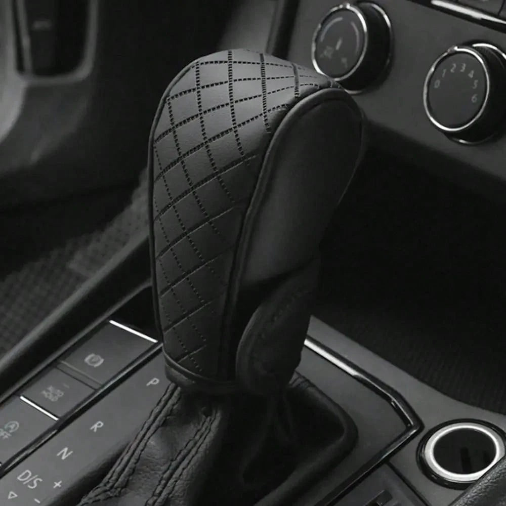 Car Shift Handle Cover PU Leather Non-Slip Wear-Resistant Shift Knob Decoration Protective Cover Universal Car Interior Accessories