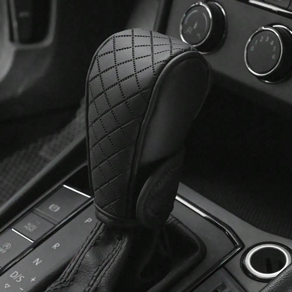 Car Shift Handle Cover PU Leather Non-Slip Wear-Resistant Shift Knob Decoration Protective Cover Universal Car Interior Accessories