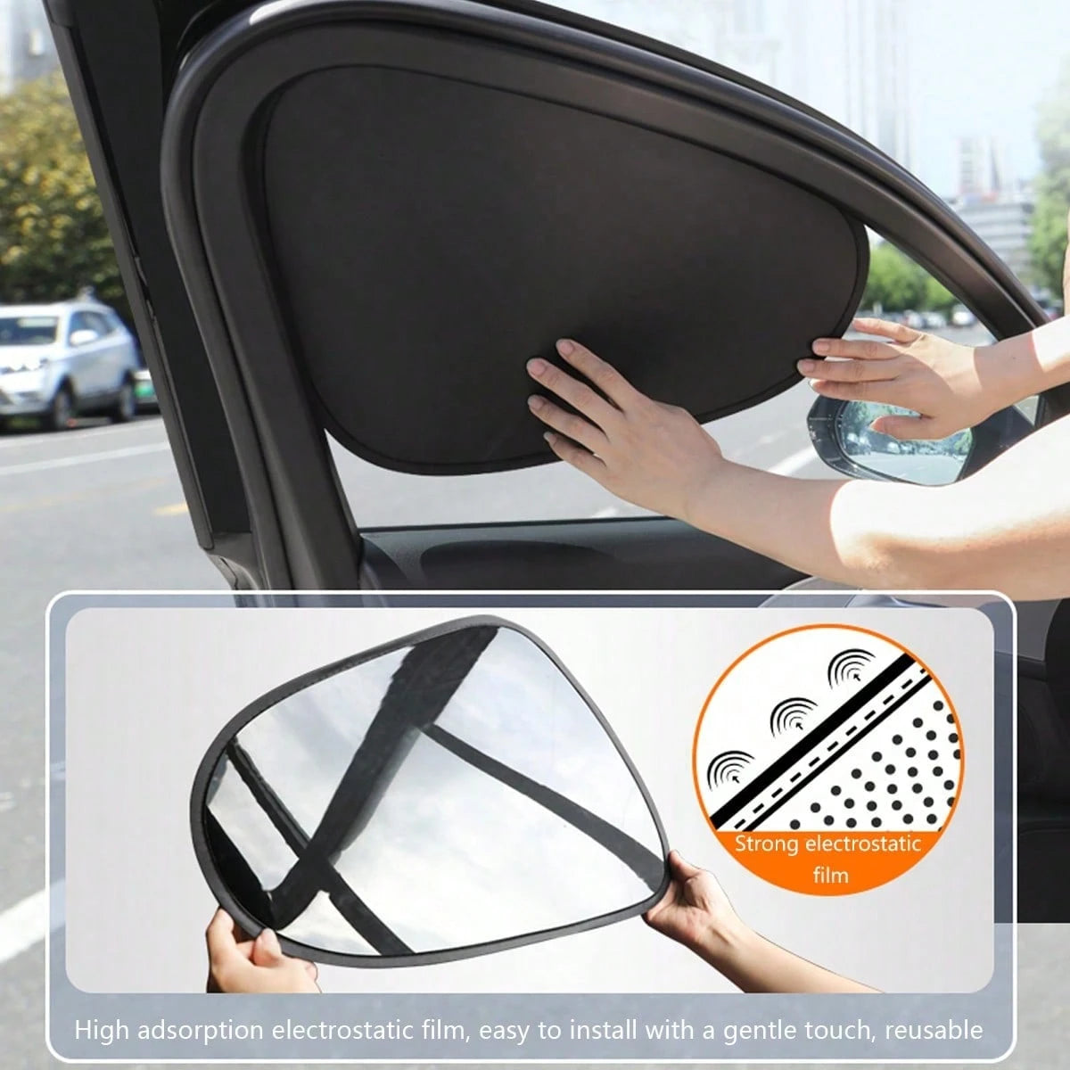 Car Static Adsorption Sunshade, Anti-UV Heat Insulation Sun Curtain, Car Window Curtain, Car Sun Visor