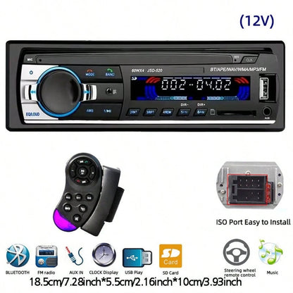 Car Stereo Radio Receiver With Bluetooth, In-Dash Single Din Car Radio Receiver MP3 Player With FM Radio/USB/SD Card/AUX, Black