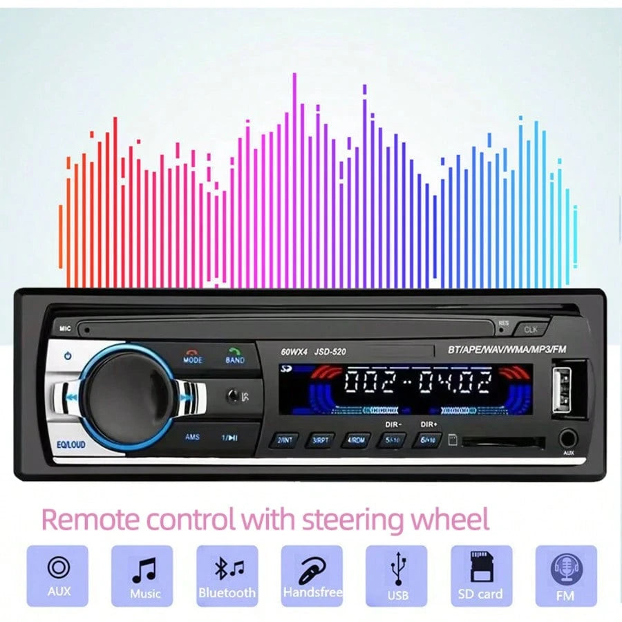Car Stereo Radio Receiver With Bluetooth, In-Dash Single Din Car Radio Receiver MP3 Player With FM Radio/USB/SD Card/AUX, Black