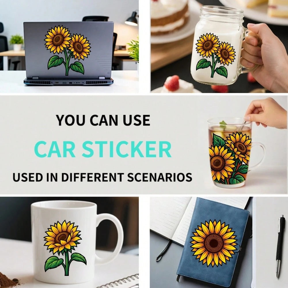 Car Stickers And Decals, Car Window Decals Vinyl, Sunflower Flower Design Pattern Print, Automotive Decals,Funny Bumper Stickers