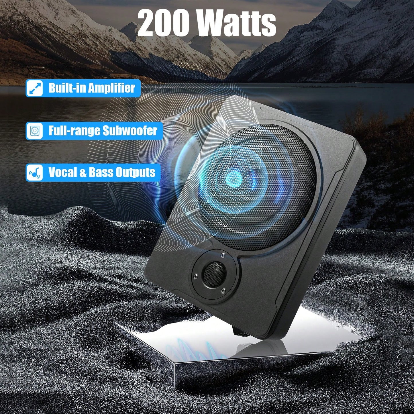 Car Subwoofer, 8 Inch 6,00W Ultra Thin Car Subwoofer Slim Metal Cover 12V