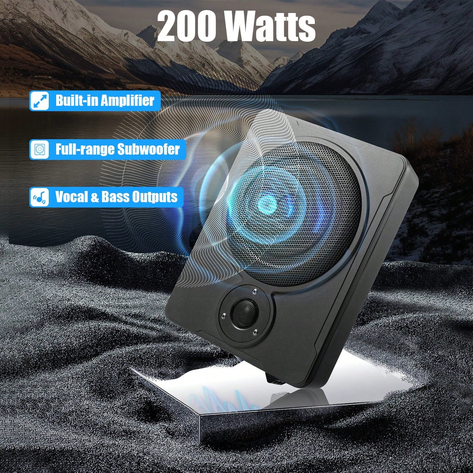 Car Subwoofer, 8 Inch 6,00W Ultra Thin Car Subwoofer Slim Metal Cover 12V