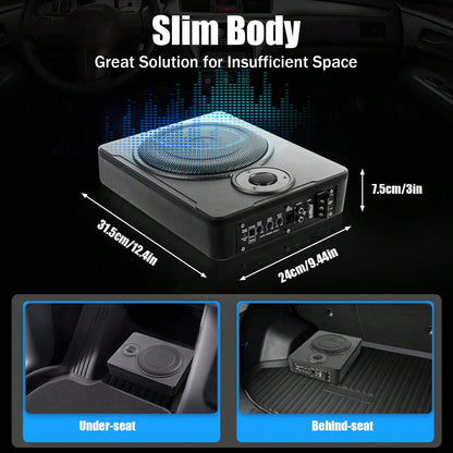 Car Subwoofer, 8 Inch 6,00W Ultra Thin Car Subwoofer Slim Metal Cover 12V