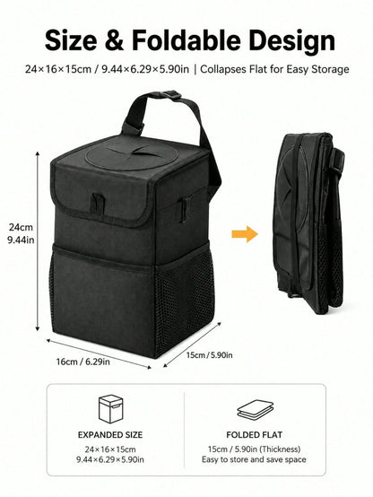 Car Trash Can With Lid And Storage Bag- Hanging Car Trash Bag, Leak-Proof Car Trash Can, Multi-Functional Car Trash Can For Cars, SUVs And Trucks (2.1 Gallons/8 Liters)
