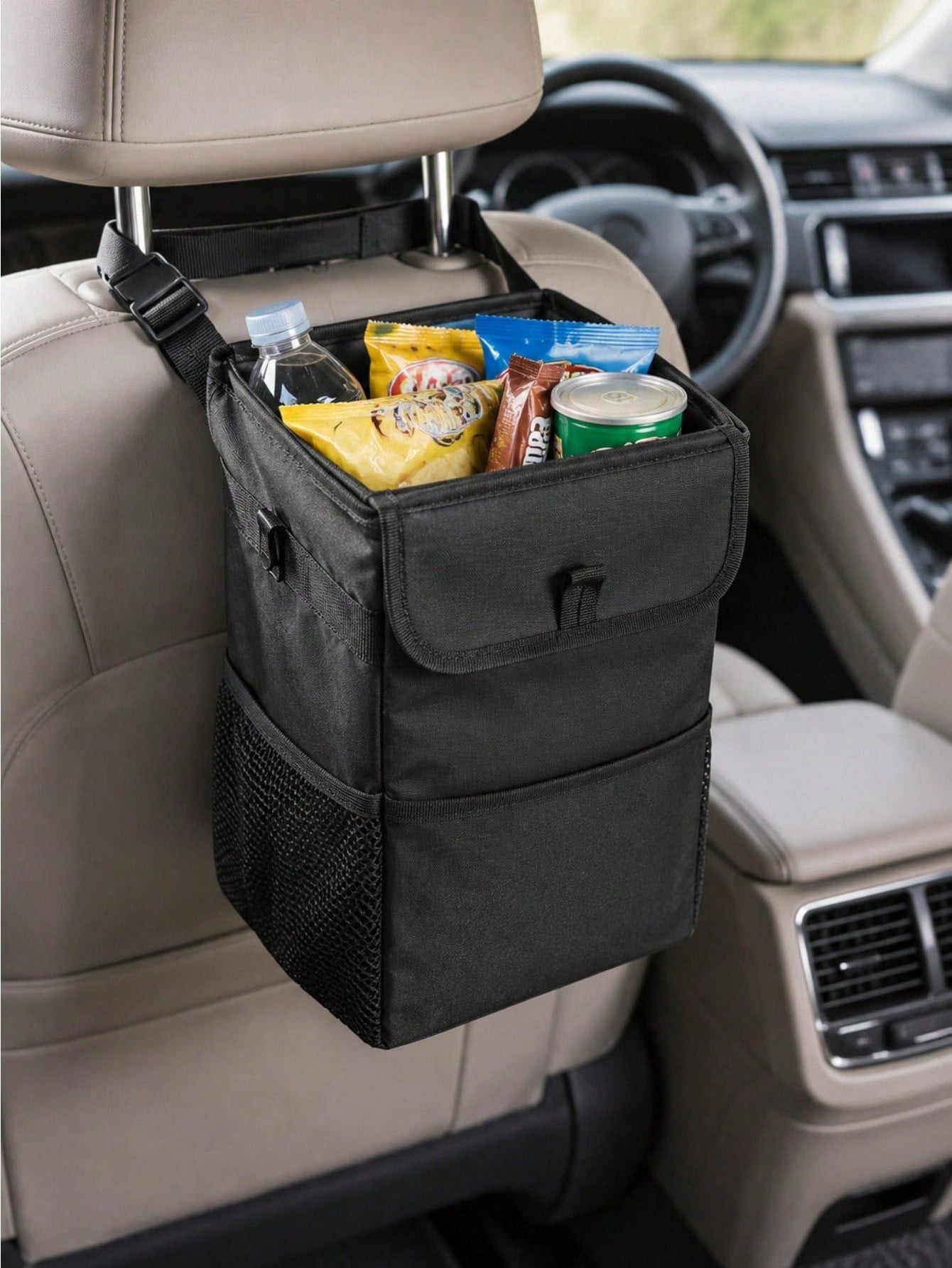 Car Trash Can With Lid And Storage Bag- Hanging Car Trash Bag, Leak-Proof Car Trash Can, Multi-Functional Car Trash Can For Cars, SUVs And Trucks (2.1 Gallons/8 Liters)