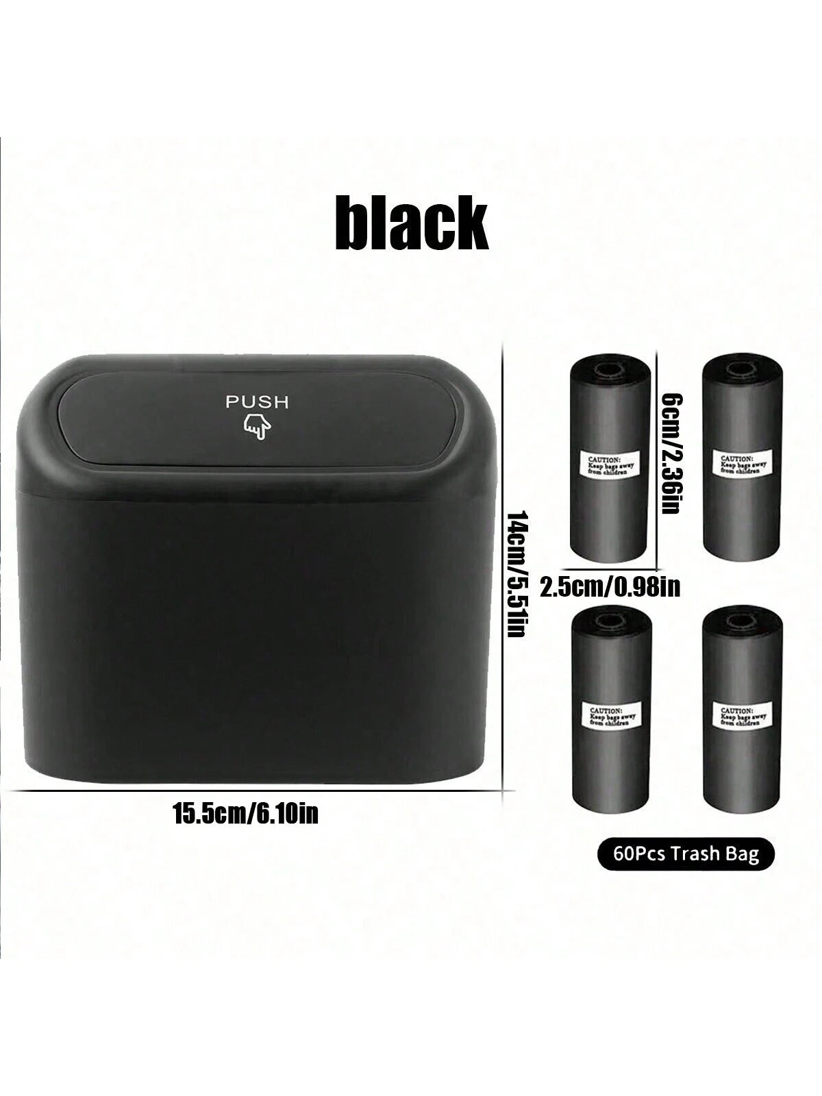 Car Trash Can With Lid- Includes 4 Rolls Of Trash Bags, Leak-Proof Design, Portable Hanging Trash Can, Convenient For Car Organization- Suitable For Multiple Car Models
