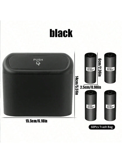 Car Trash Can With Lid- Includes 4 Rolls Of Trash Bags, Leak-Proof Design, Portable Hanging Trash Can, Convenient For Car Organization- Suitable For Multiple Car Models