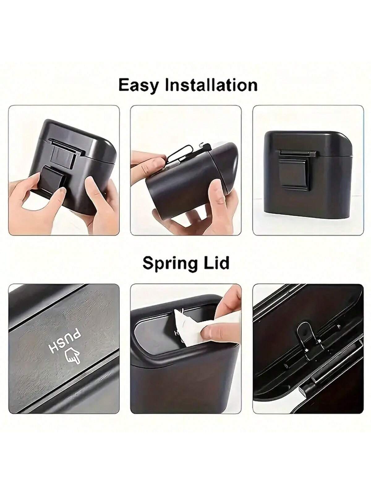 Car Trash Can With Lid- Includes 4 Rolls Of Trash Bags, Leak-Proof Design, Portable Hanging Trash Can, Convenient For Car Organization- Suitable For Multiple Car Models