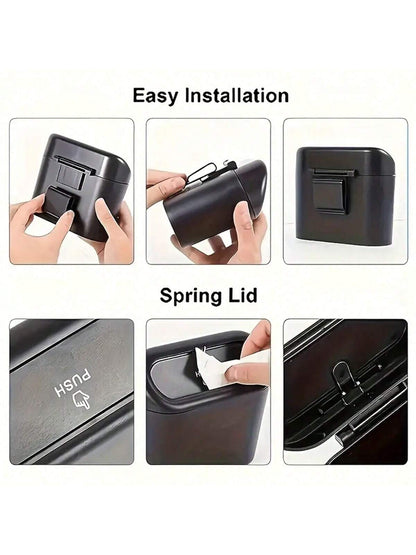 Car Trash Can With Lid- Includes 4 Rolls Of Trash Bags, Leak-Proof Design, Portable Hanging Trash Can, Convenient For Car Organization- Suitable For Multiple Car Models