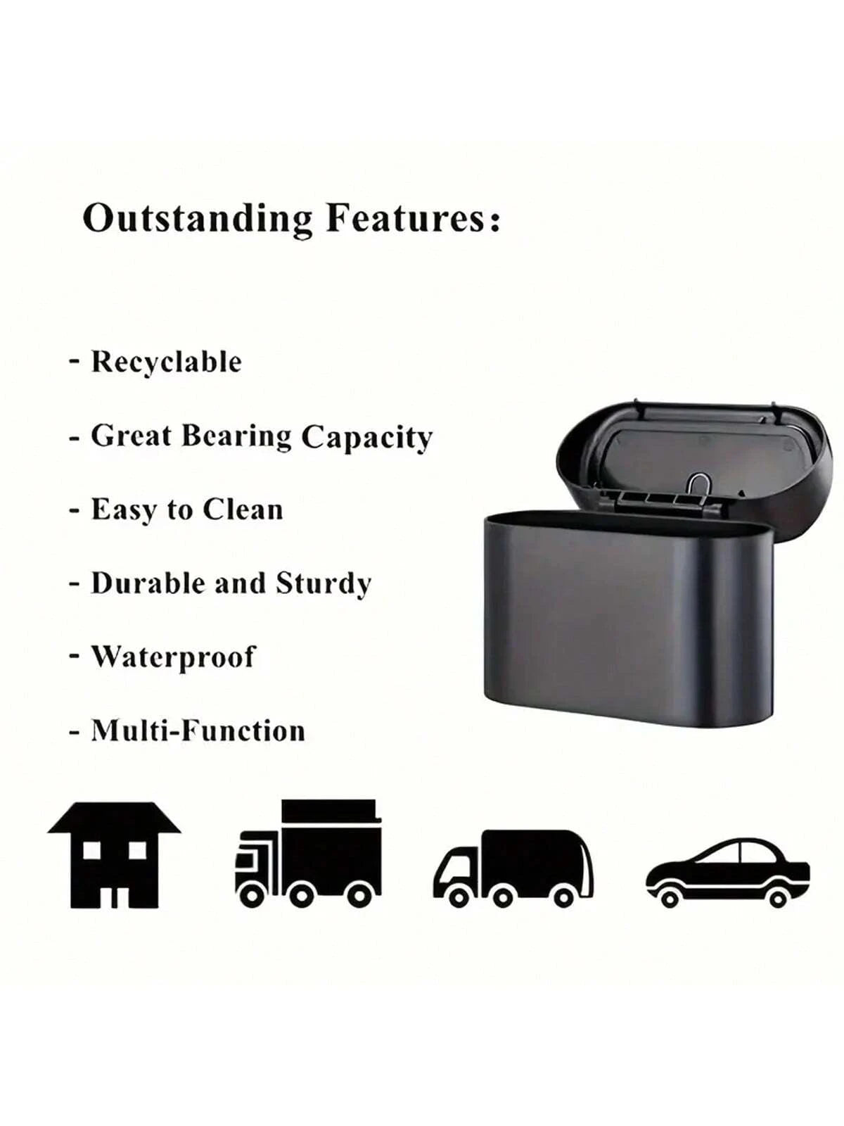 Car Trash Can With Lid- Includes 4 Rolls Of Trash Bags, Leak-Proof Design, Portable Hanging Trash Can, Convenient For Car Organization- Suitable For Multiple Car Models