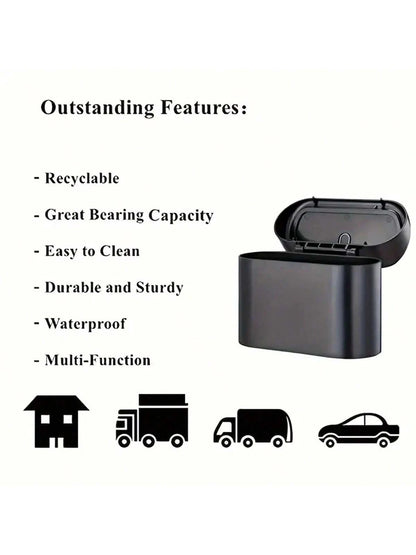 Car Trash Can With Lid- Includes 4 Rolls Of Trash Bags, Leak-Proof Design, Portable Hanging Trash Can, Convenient For Car Organization- Suitable For Multiple Car Models