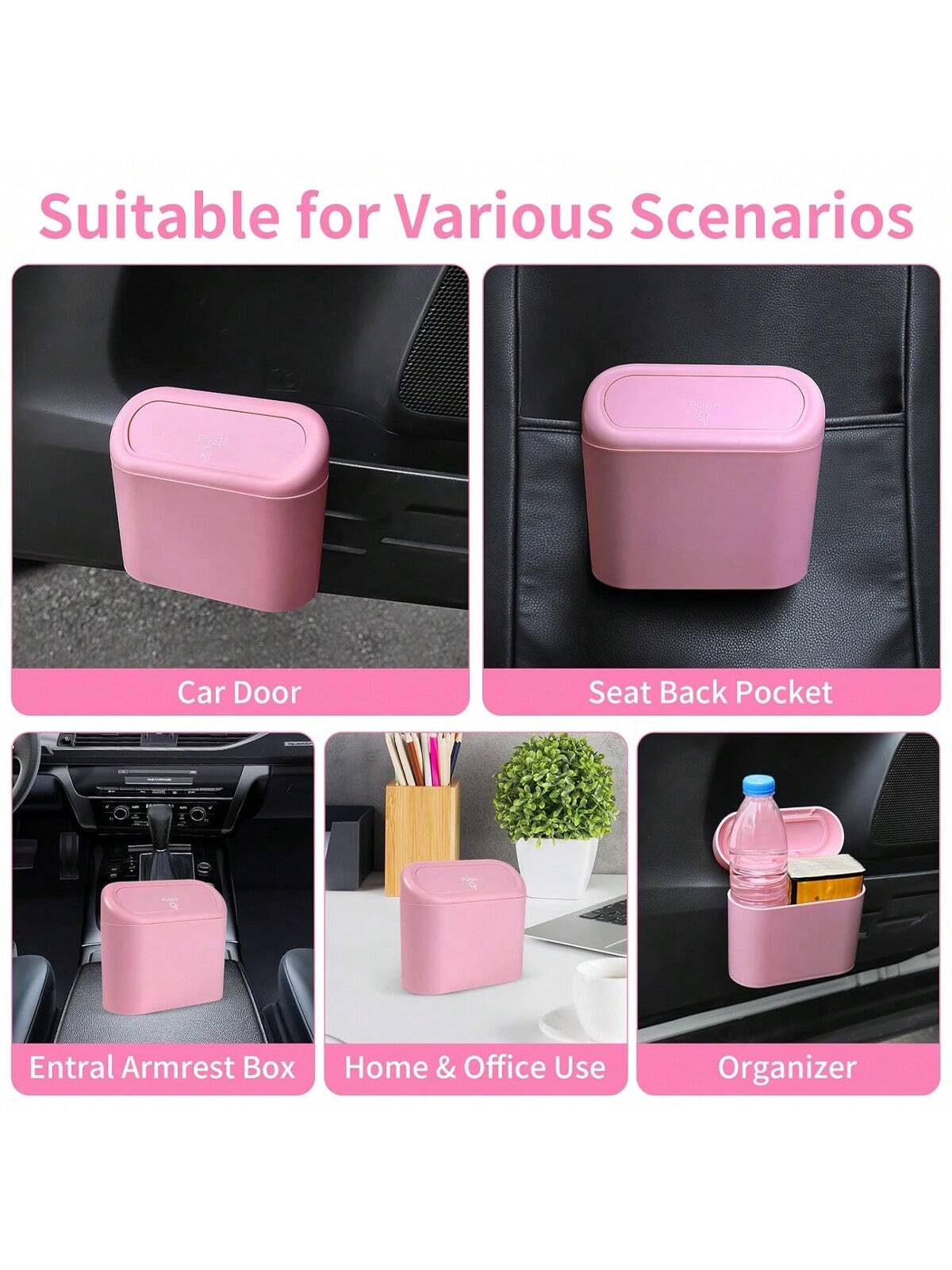 Car Trash Can With Lid- Includes 4 Rolls Of Trash Bags, Leak-Proof Design, Portable Hanging Trash Can, Convenient For Car Organization- Suitable For Multiple Car Models