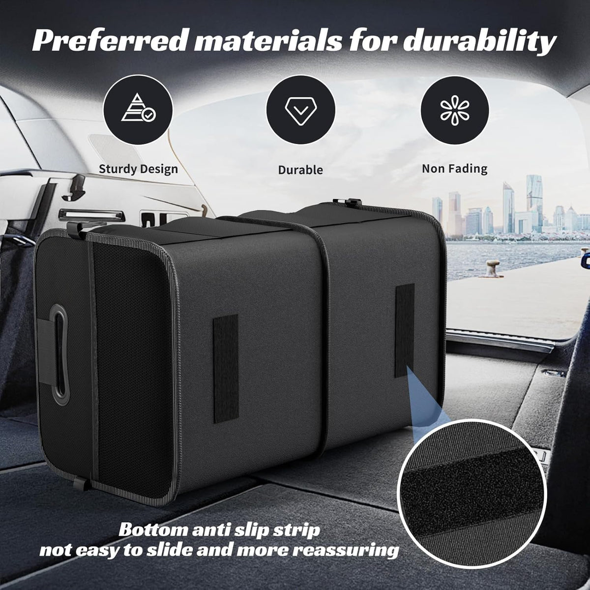 Car Trunk Organizer, Foldable Organizer For Car, Automotive Consoles & Organizers, Storage With Reinforced Handles (Small, Black)