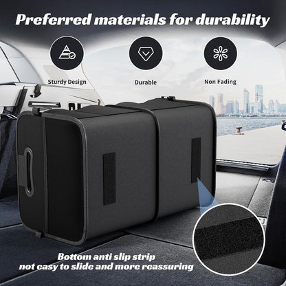 Car Trunk Organizer, Foldable Organizer For Car, Automotive Consoles & Organizers, Storage With Reinforced Handles (Small, Black)