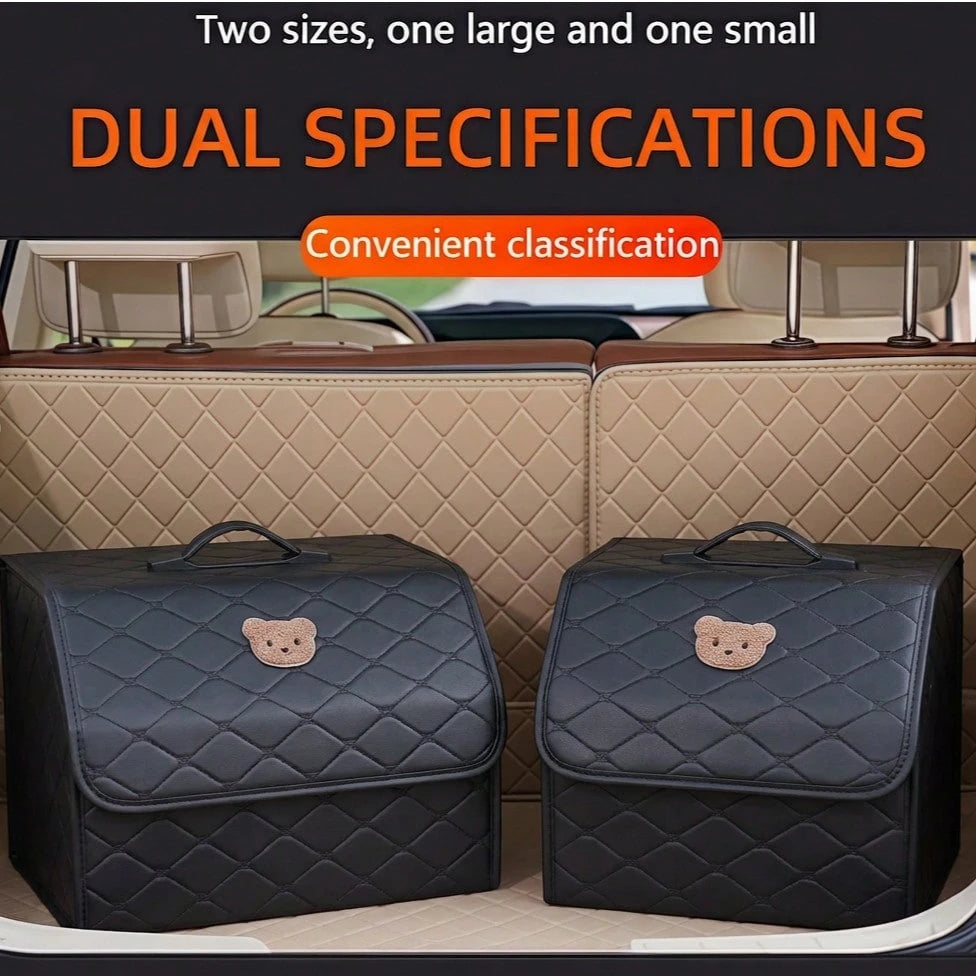 Car Trunk Storage Box Leather Multifunctional Vehicle Foldable Storage Box Organizer Car Interior Accessories