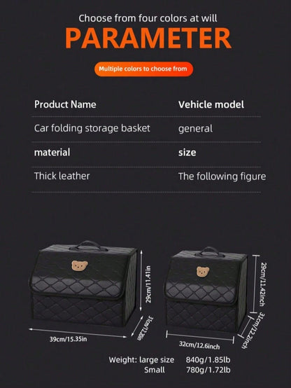 Car Trunk Storage Box Leather Multifunctional Vehicle Foldable Storage Box Organizer Car Interior Accessories
