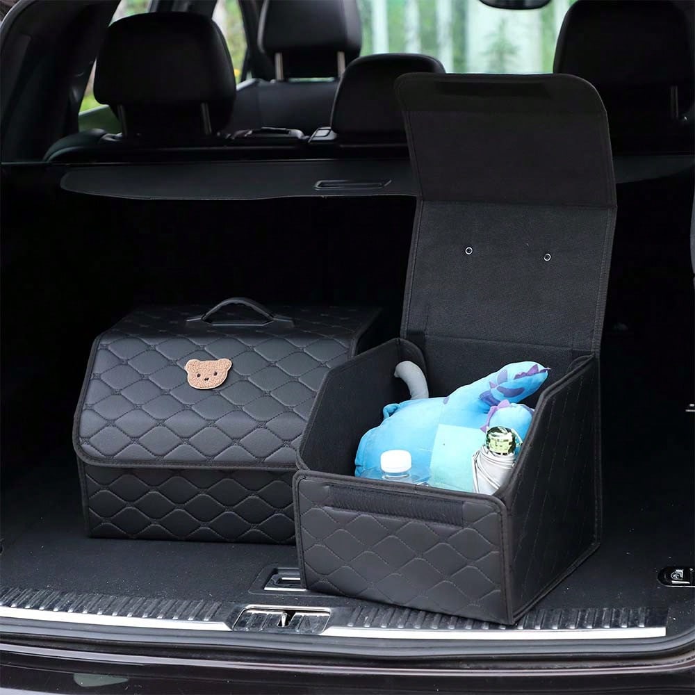 Car Trunk Storage Box Leather Multifunctional Vehicle Foldable Storage Box Organizer Car Interior Accessories