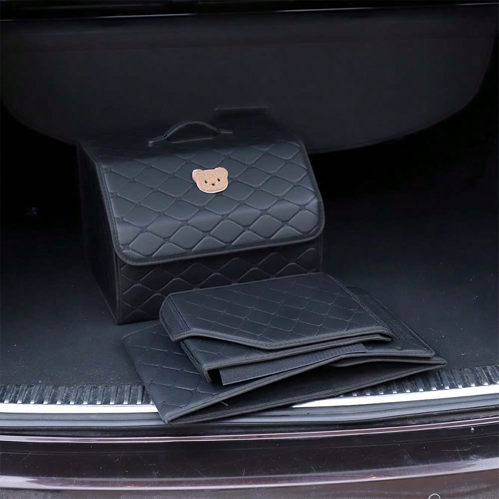 Car Trunk Storage Box Leather Multifunctional Vehicle Foldable Storage Box Organizer Car Interior Accessories