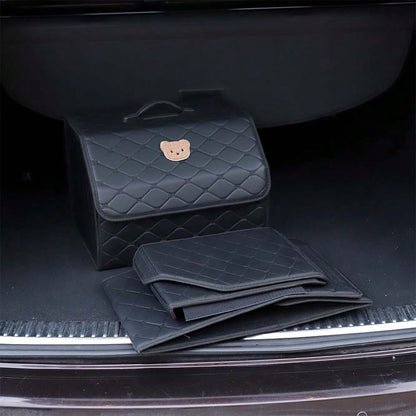 Car Trunk Storage Box Leather Multifunctional Vehicle Foldable Storage Box Organizer Car Interior Accessories