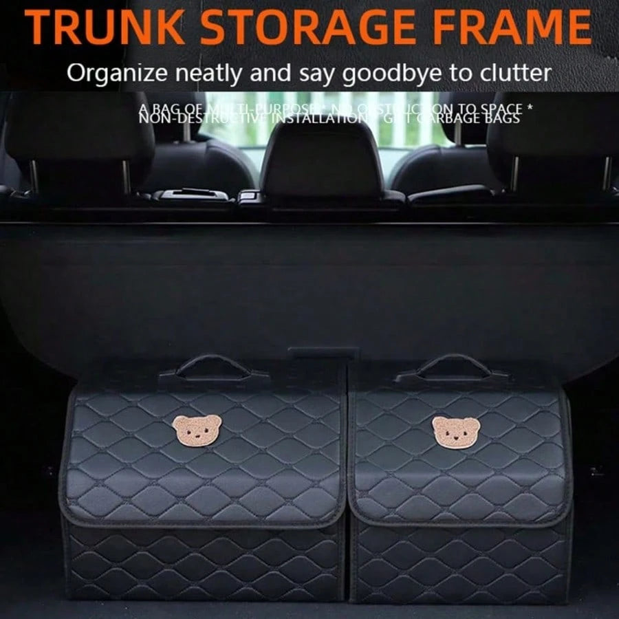 Car Trunk Storage Box Leather Multifunctional Vehicle Foldable Storage Box Organizer Car Interior Accessories