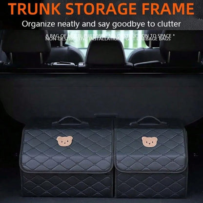 Car Trunk Storage Box Leather Multifunctional Vehicle Foldable Storage Box Organizer Car Interior Accessories