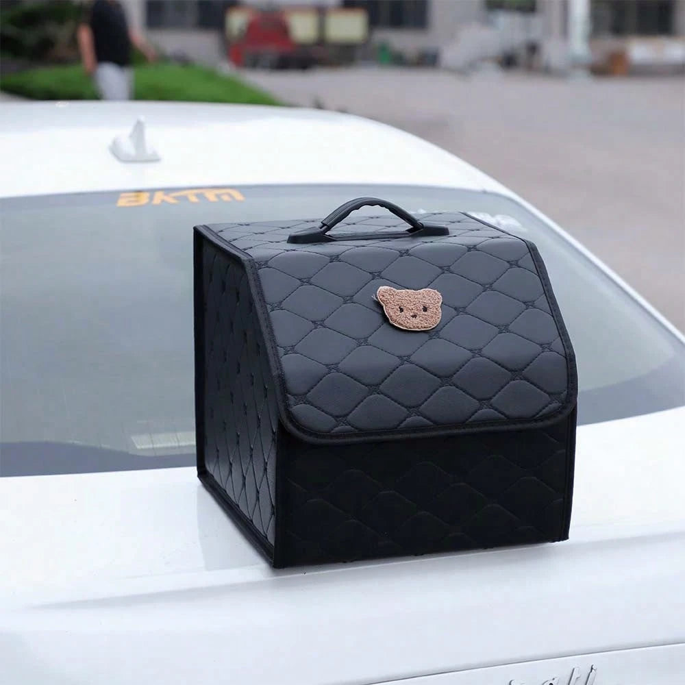 Car Trunk Storage Box Leather Multifunctional Vehicle Foldable Storage Box Organizer Car Interior Accessories