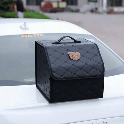 Car Trunk Storage Box Leather Multifunctional Vehicle Foldable Storage Box Organizer Car Interior Accessories