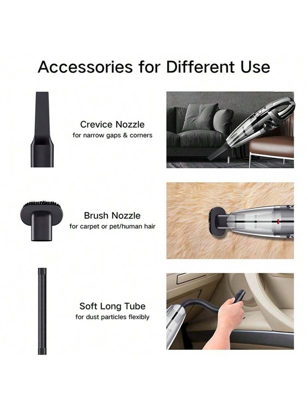 Car Vacuum, Portable Car Vacuum Cleaner 4000Pa, Small 120W Handheld Vacuum Cleaner, 3.28Ft Corded, Car Accessories Kit For Car Interior Cleaning
