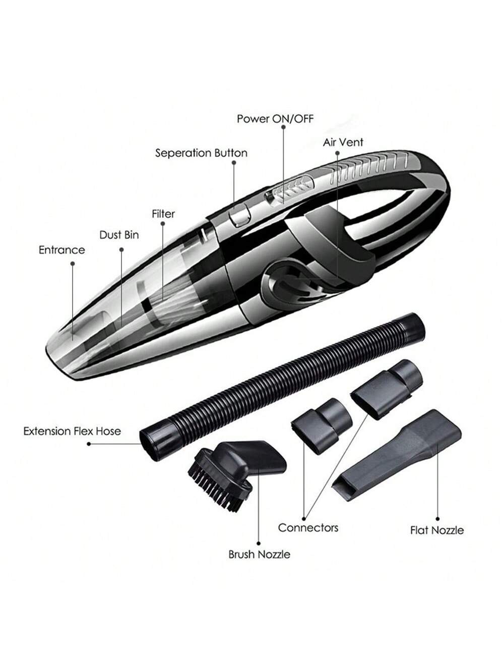 Car Vacuum, Portable Car Vacuum Cleaner 4000Pa, Small 120W Handheld Vacuum Cleaner, 3.28Ft Corded, Car Accessories Kit For Car Interior Cleaning