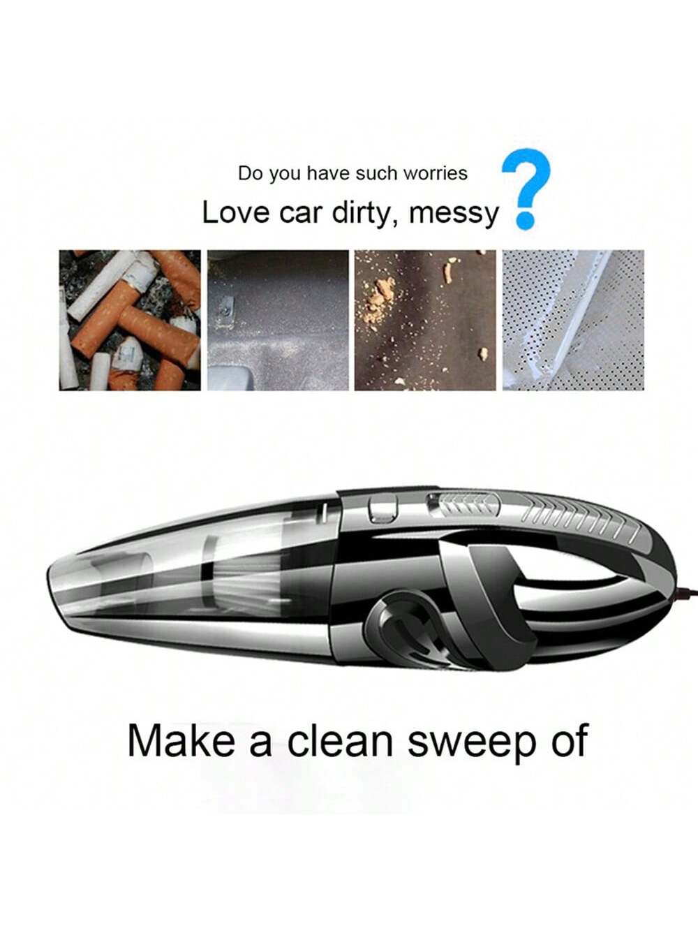 Car Vacuum, Portable Car Vacuum Cleaner 4000Pa, Small 120W Handheld Vacuum Cleaner, 3.28Ft Corded, Car Accessories Kit For Car Interior Cleaning
